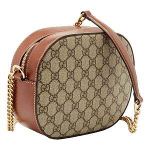 Gucci GG Supreme Canvas Brown Mini Oval Chain Crossbody